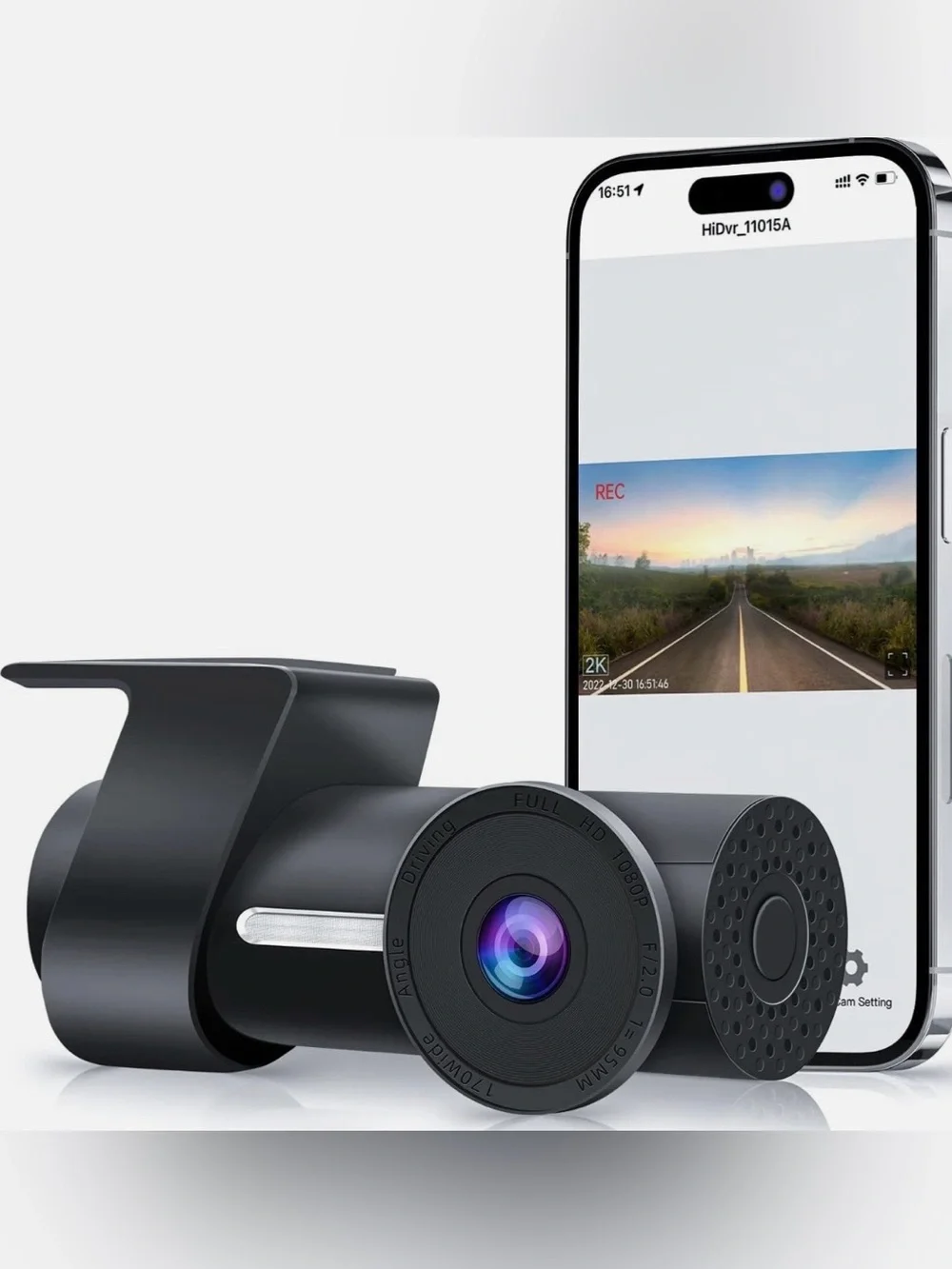 WiFi 2K Dash Cam 1440p Front Camera 32GB SD Card Night Vision G-Sensor Sealed NI
